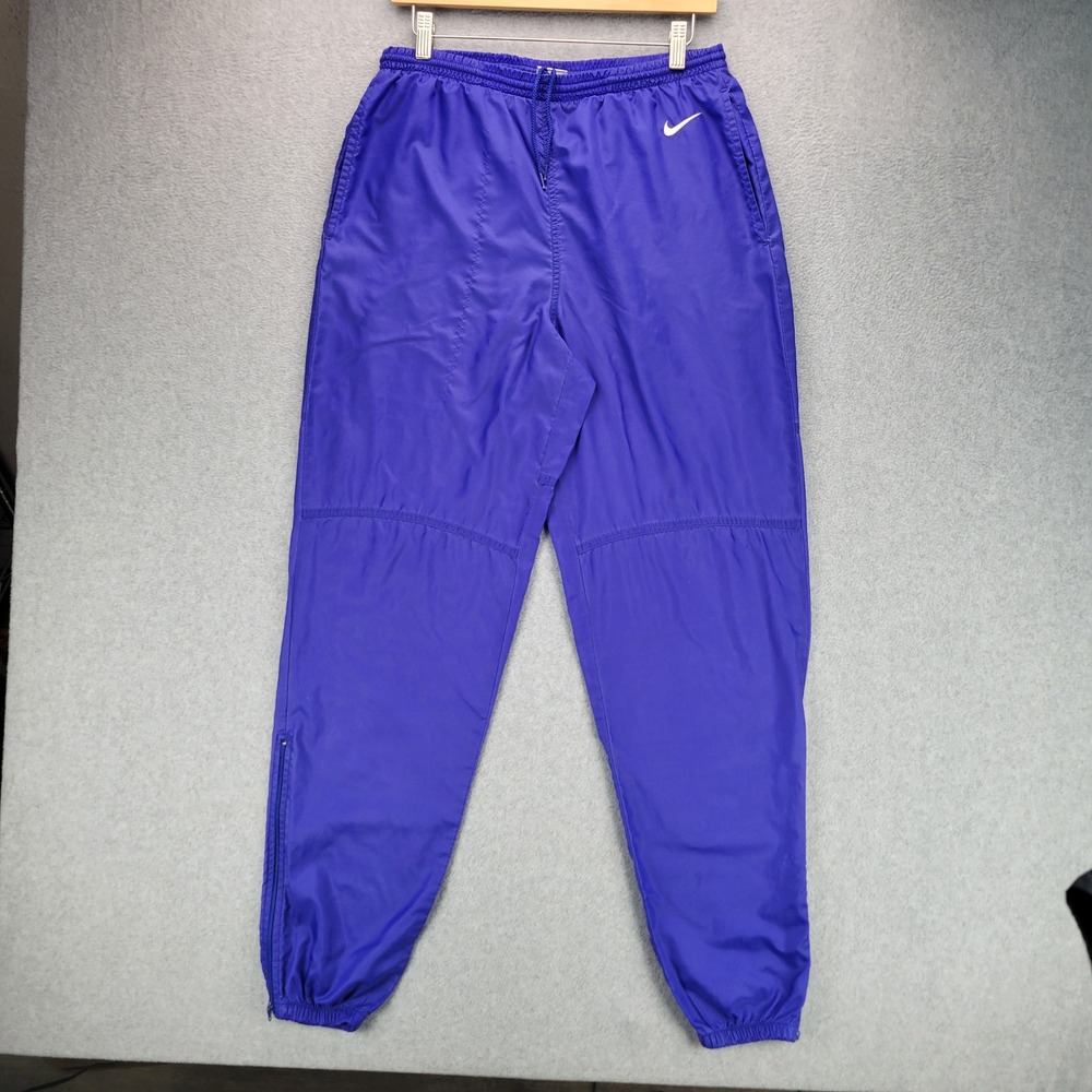 Nike‎ Track Pants Mens Medium Blue Purple Vintage 90s Windbreaker Swoosh Logo